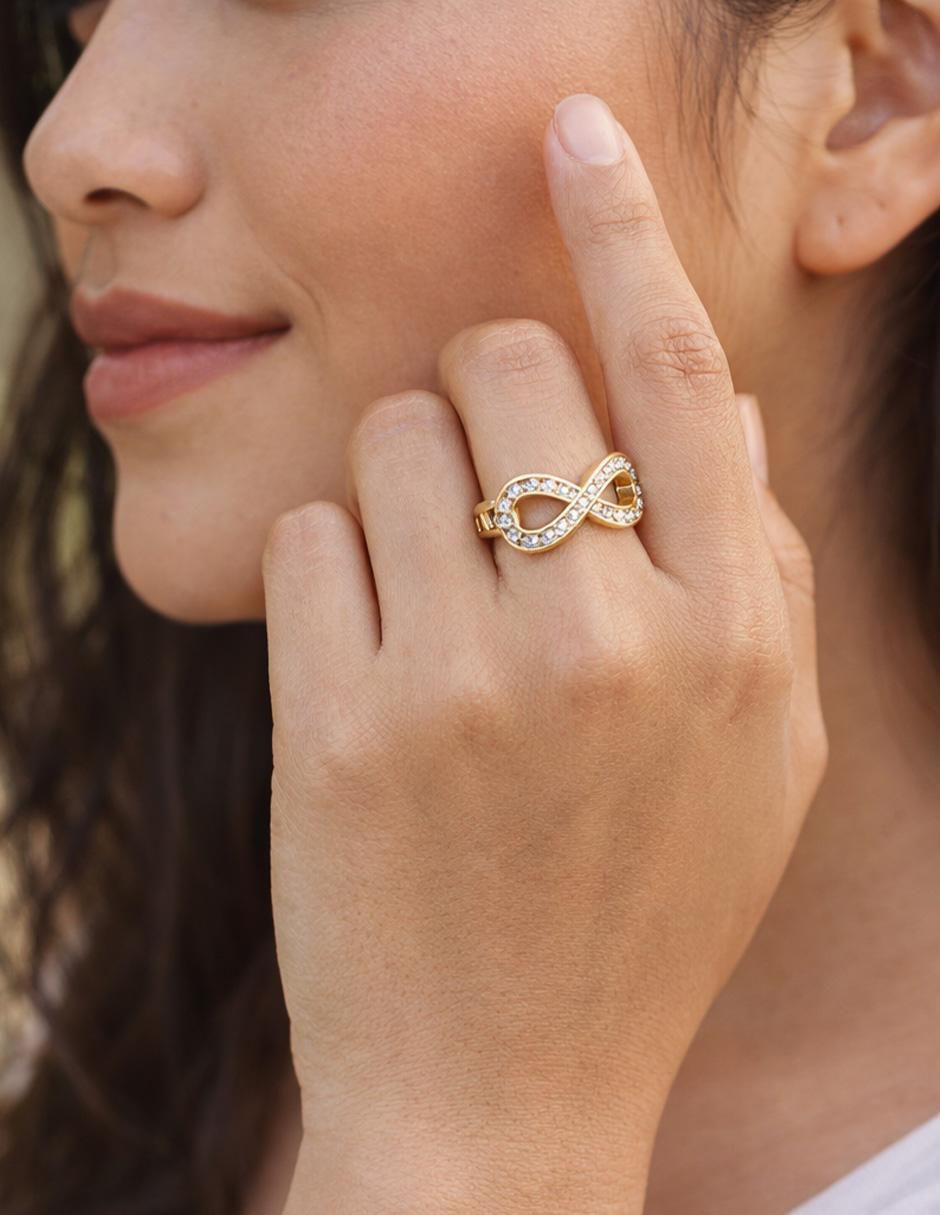 Anillo de infinito Eterno 18 k zirconia baño de oro 4