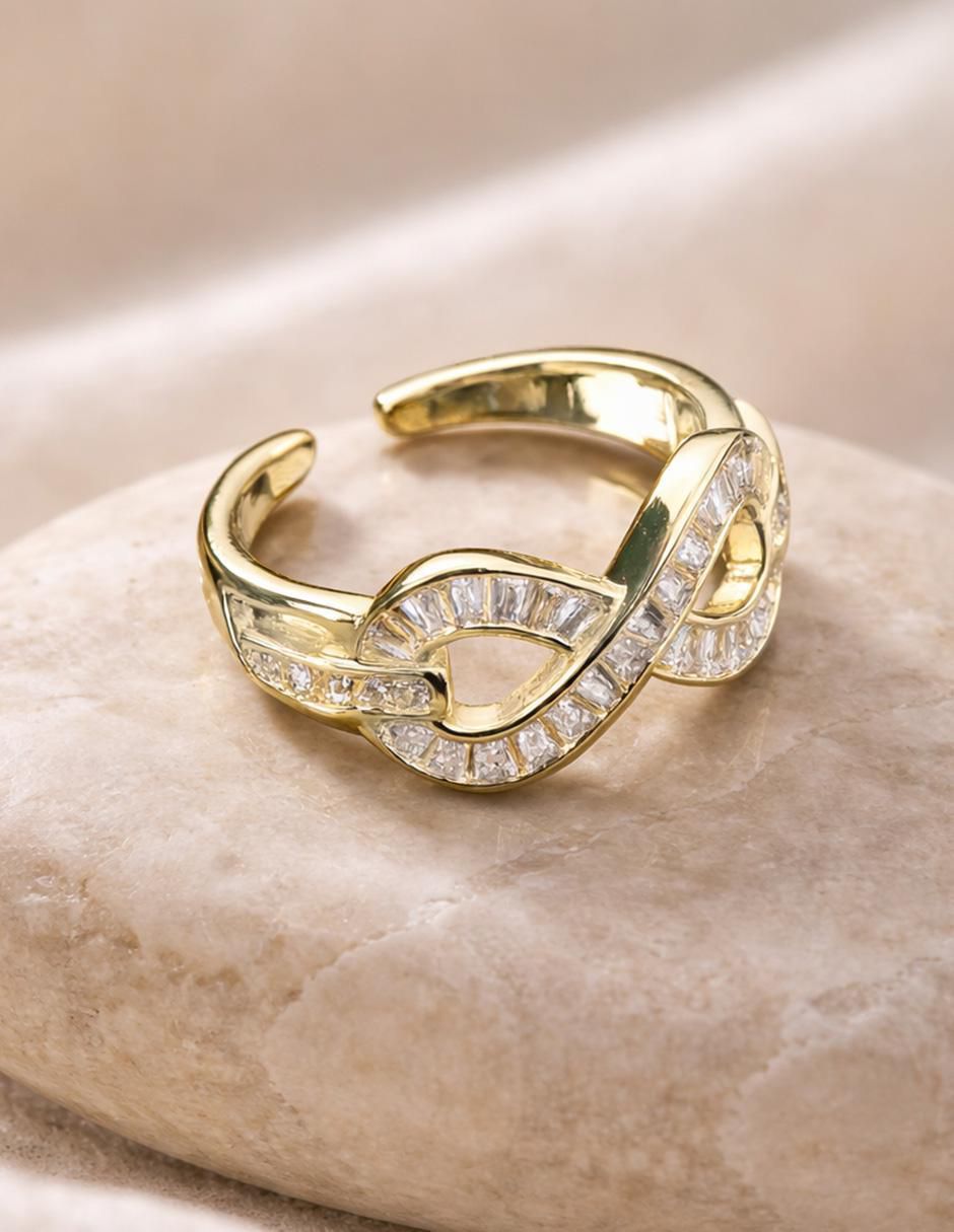 Anillo de infinito Eterno 18 k zirconia baño de oro 3