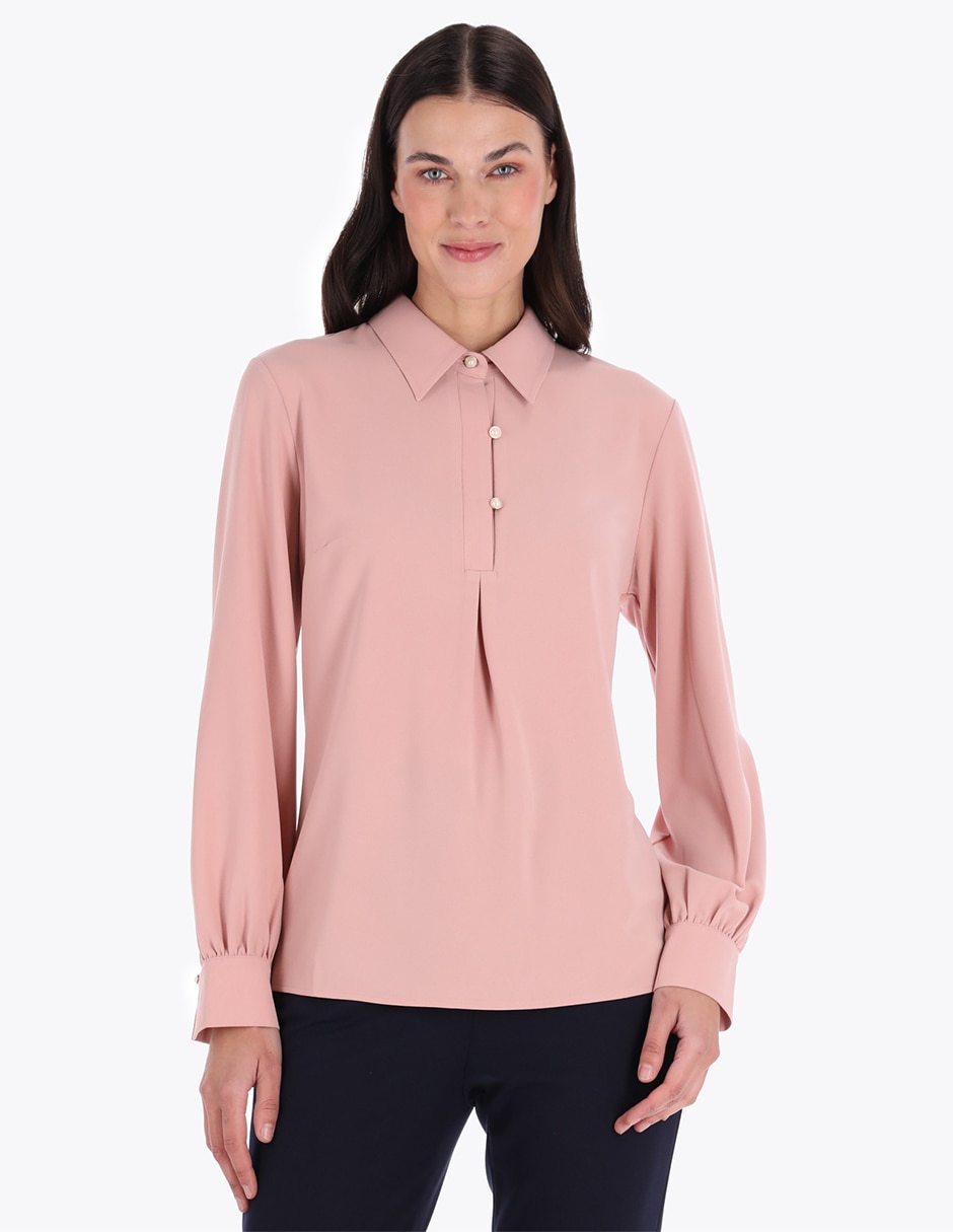 Blusa camisera manga larga para mujer