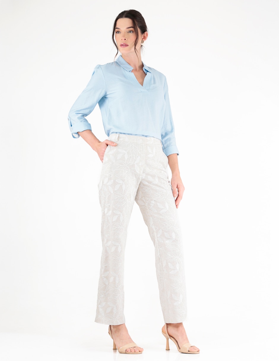 Pantal—n regular straight para mujer 4