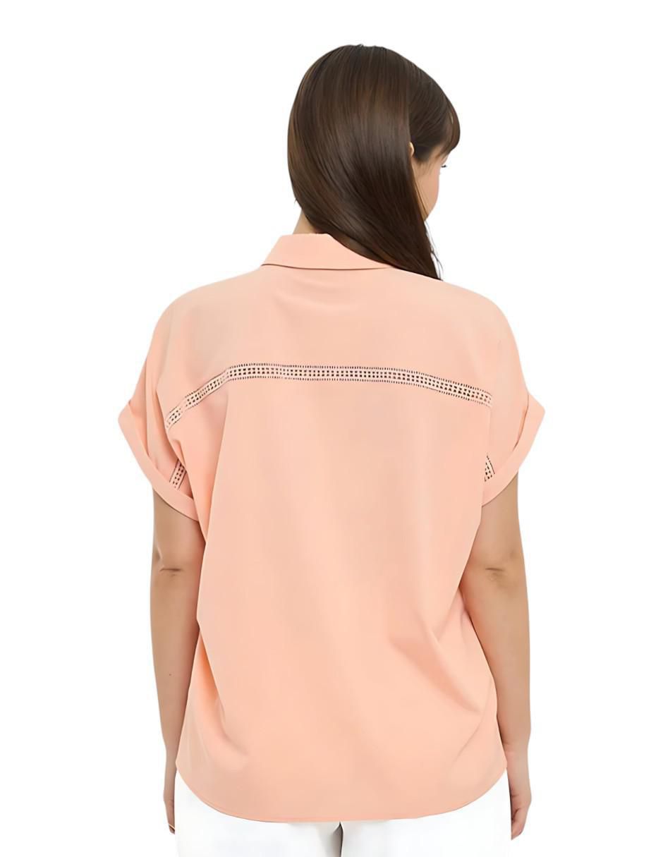 Blusa camisera manga corta para mujer