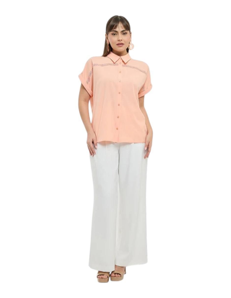 Blusa camisera manga corta para mujer
