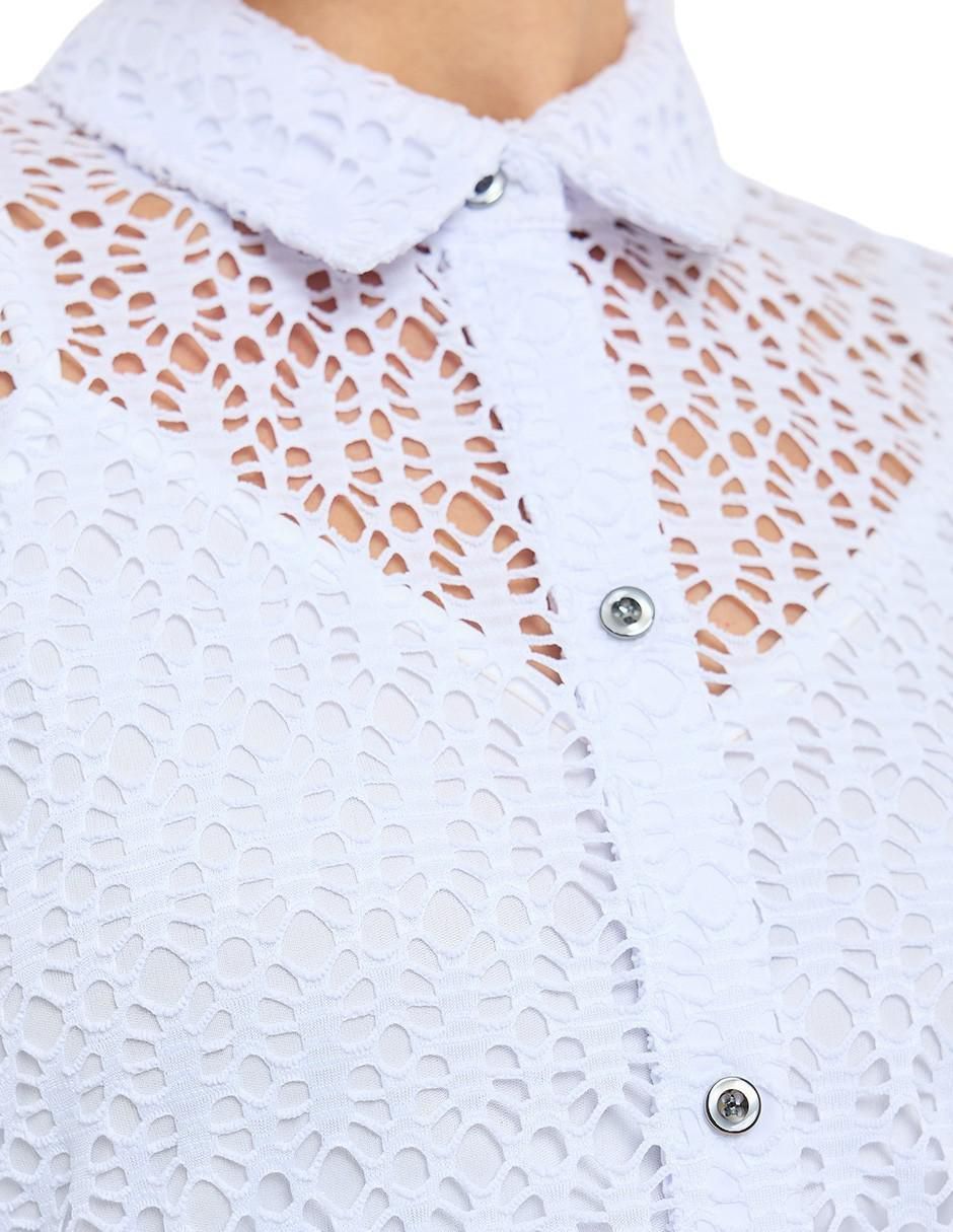 Blusa camisera Nine West manga larga para mujer