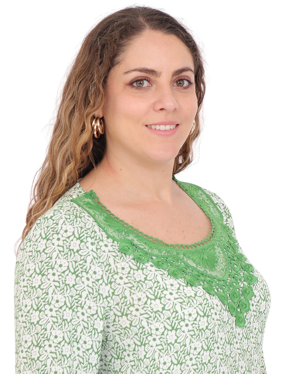 Blusa duplan petite manga 3/4 para mujer