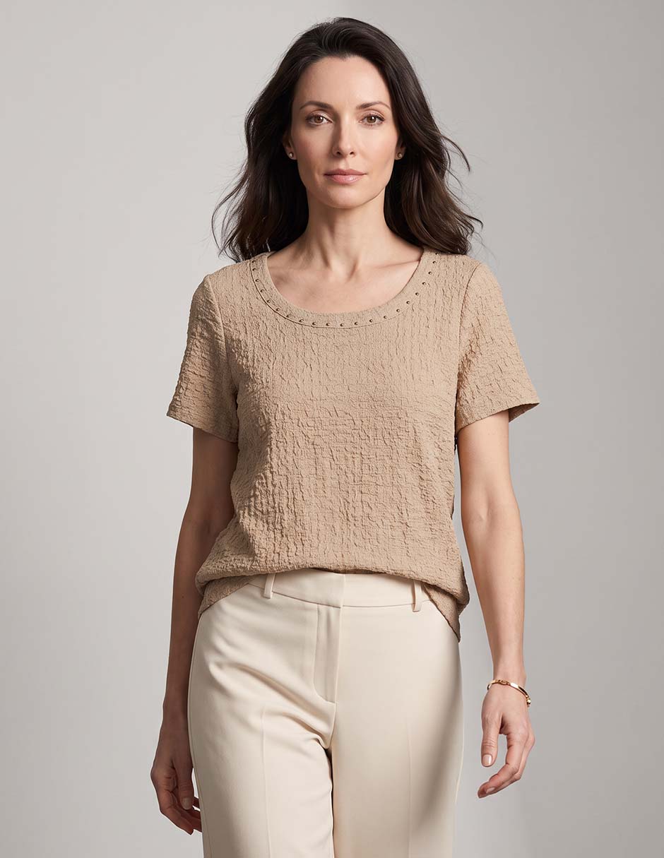 Playera manga corta cuello redondo para mujer Playera manga corta cuello redondo para mujer