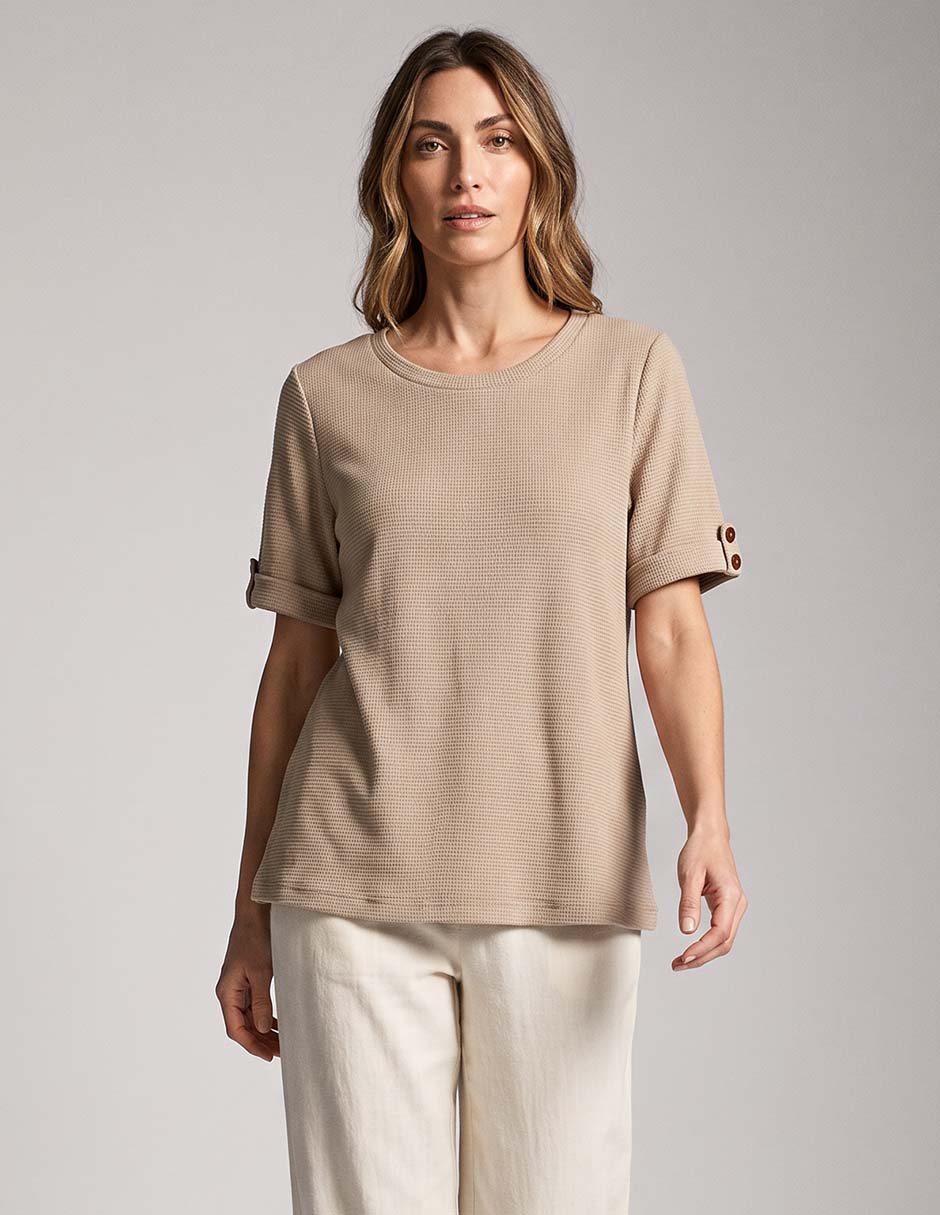 Playera manga corta cuello redondo para mujer Playera manga corta cuello redondo para mujer