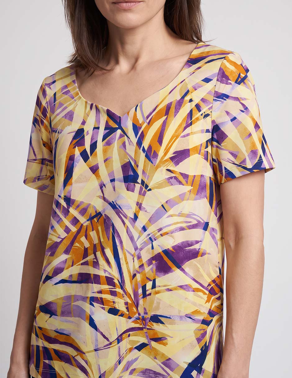 Playera manga corta cuello v para mujer 2
