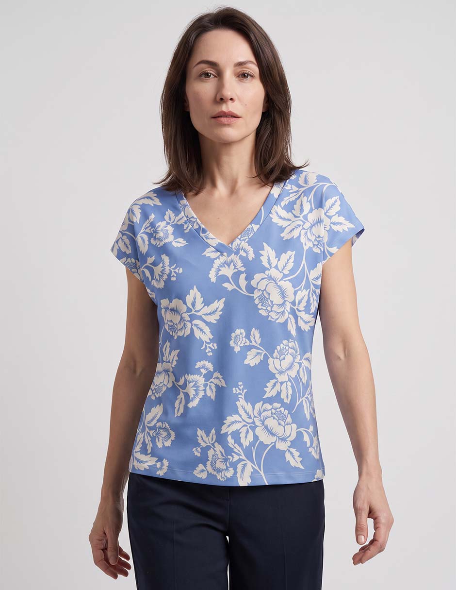 Playera manga corta cuello v para mujer
