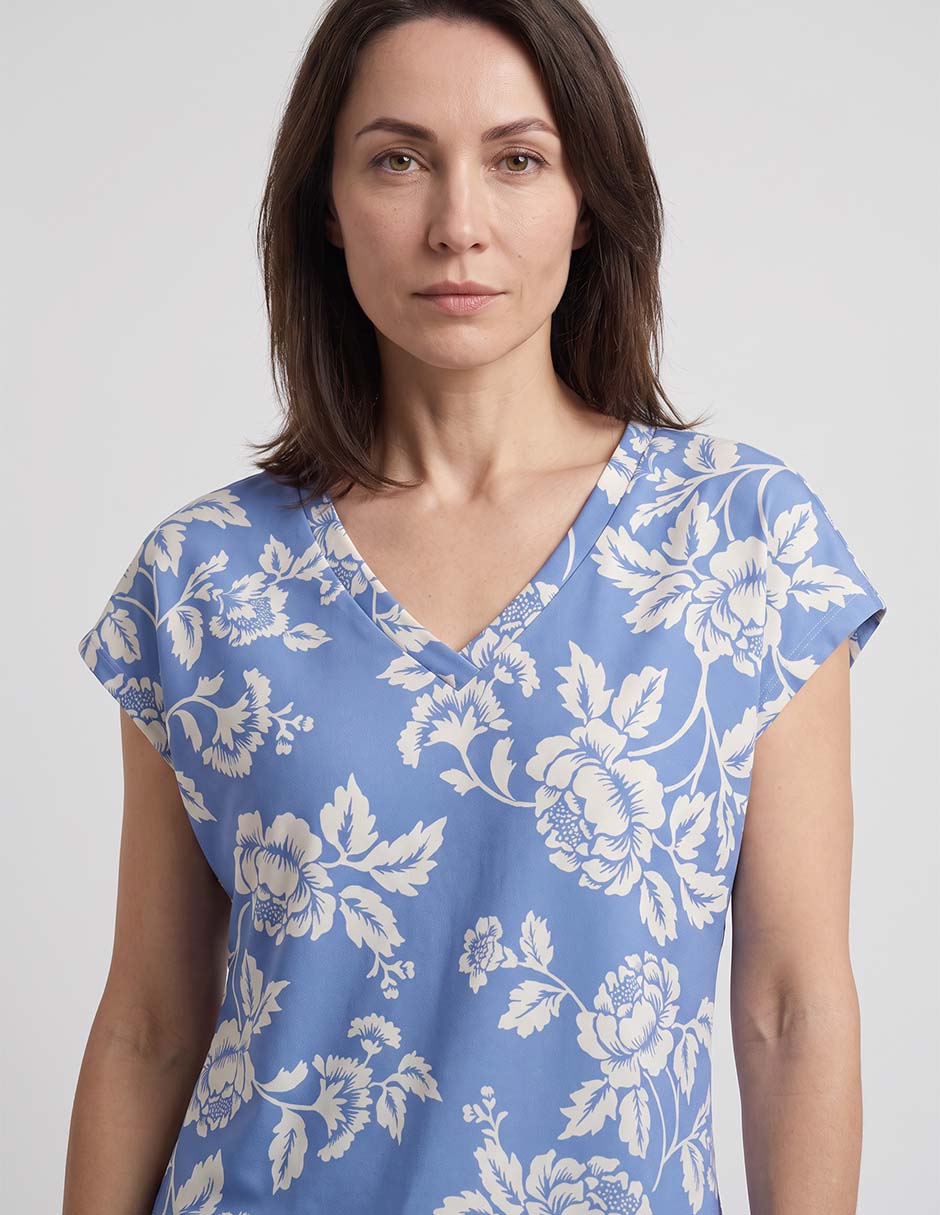 Playera manga corta cuello v para mujer 2