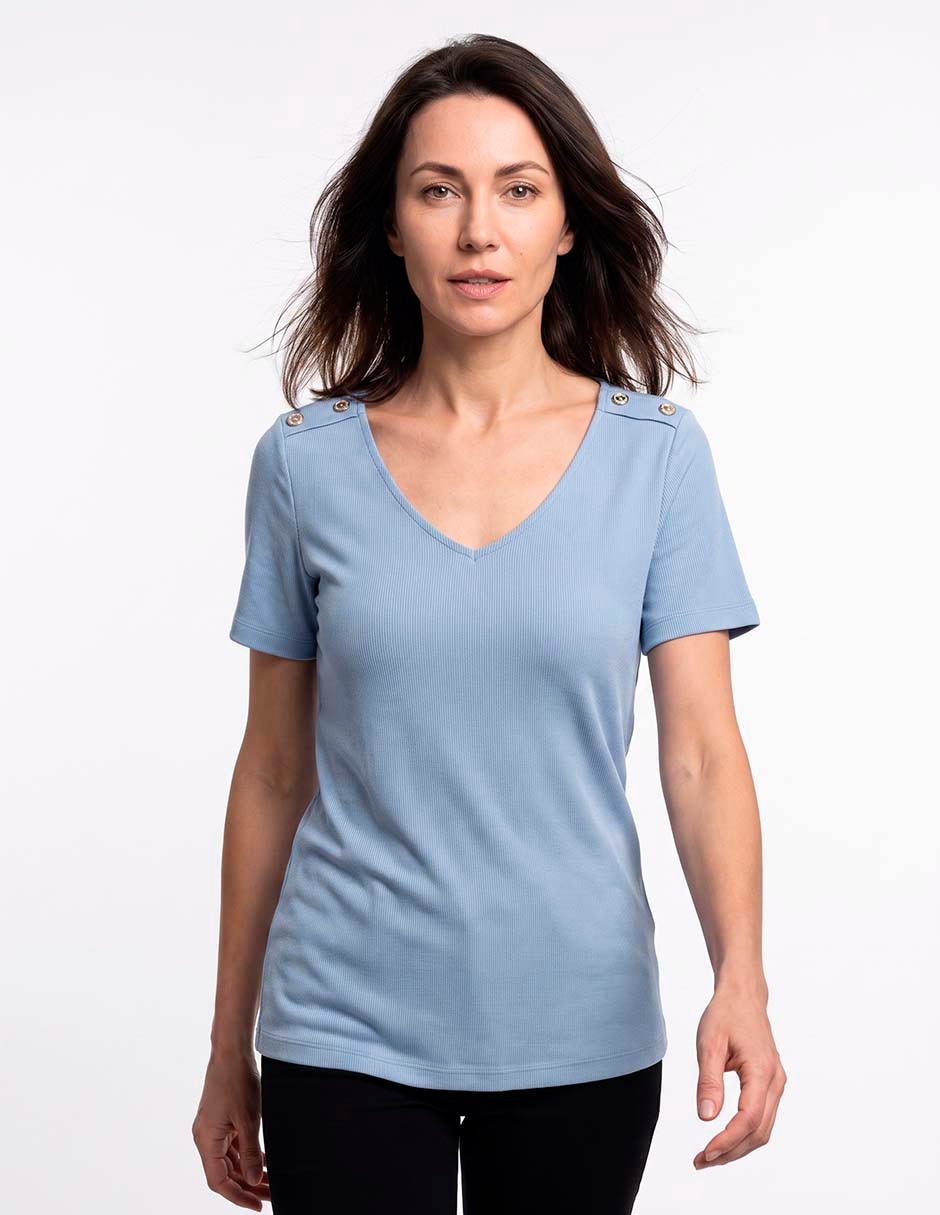 Playera manga corta cuello V para mujer Playera manga corta cuello V para mujer