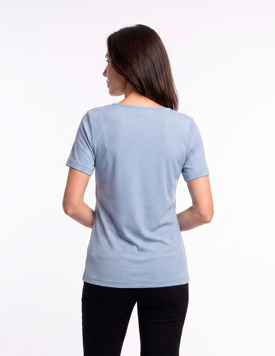 Playera manga corta cuello V para mujer 4