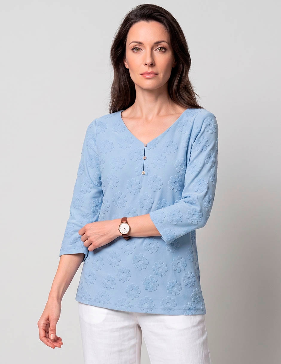 Playera manga 3/4 cuello v para mujer Playera manga 3/4 cuello v para mujer