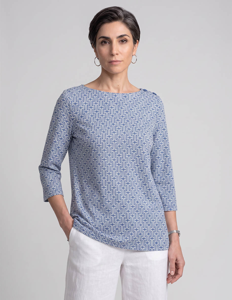 Blusa manga 3/4 cuello ojal para mujer Blusa manga 3/4 cuello ojal para mujer