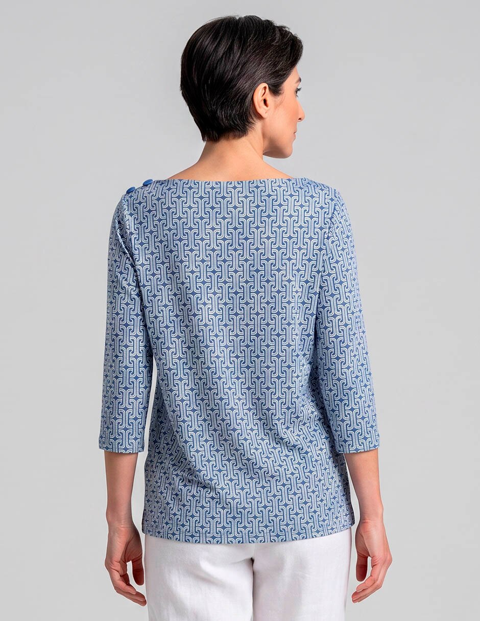 Blusa manga 3/4 cuello ojal para mujer 2