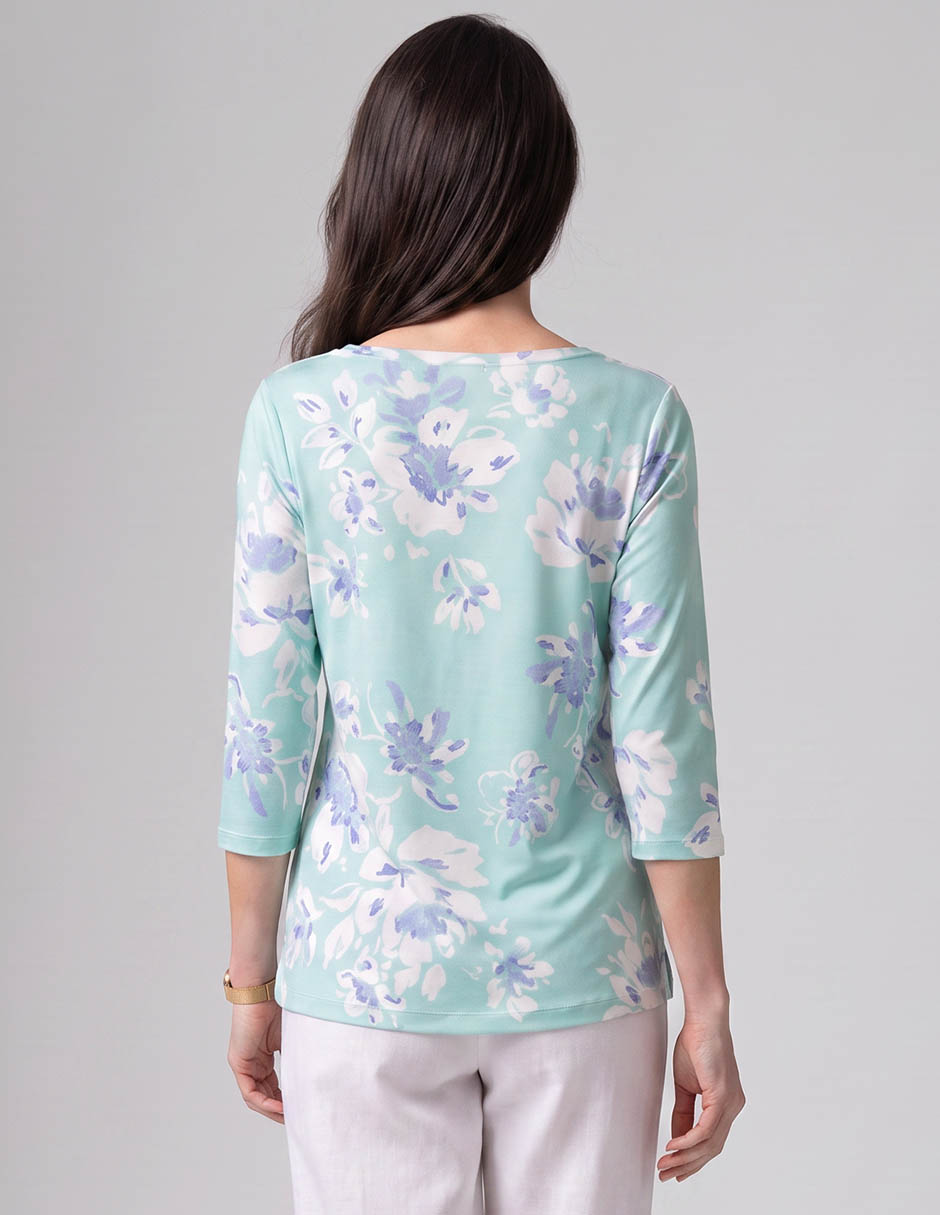 Playera manga 3/4 cuello v para mujer 2