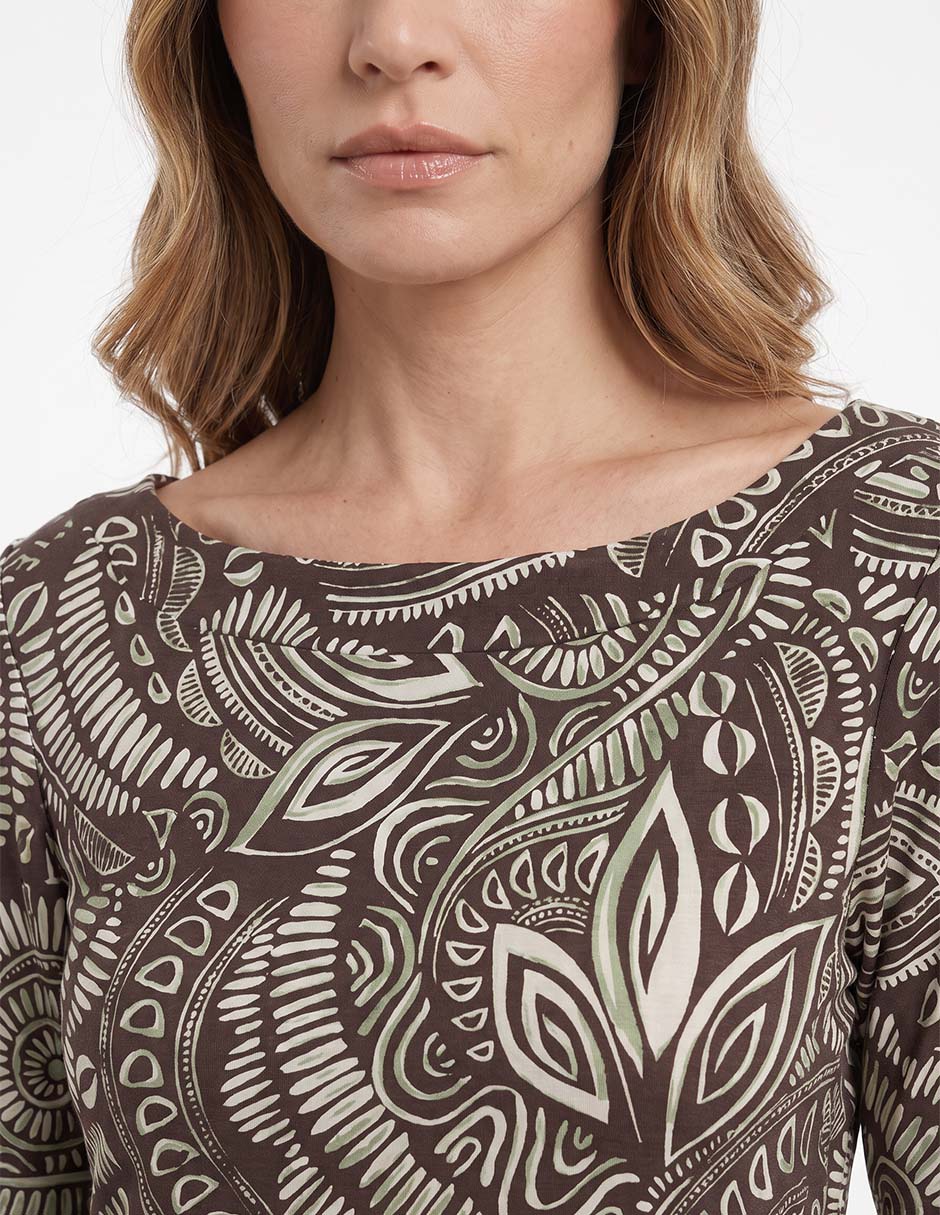 Playera manga al codo cuello ojal para mujer 2