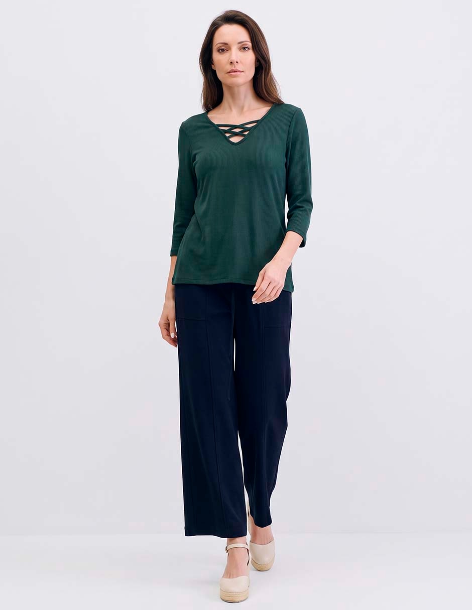 Playera manga 3/4 cuello V para mujer 3