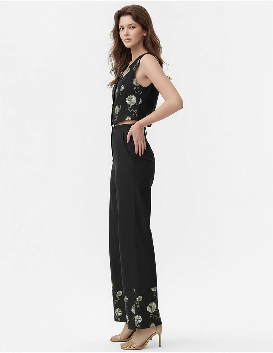 Conjunto business casual de lino para mujer