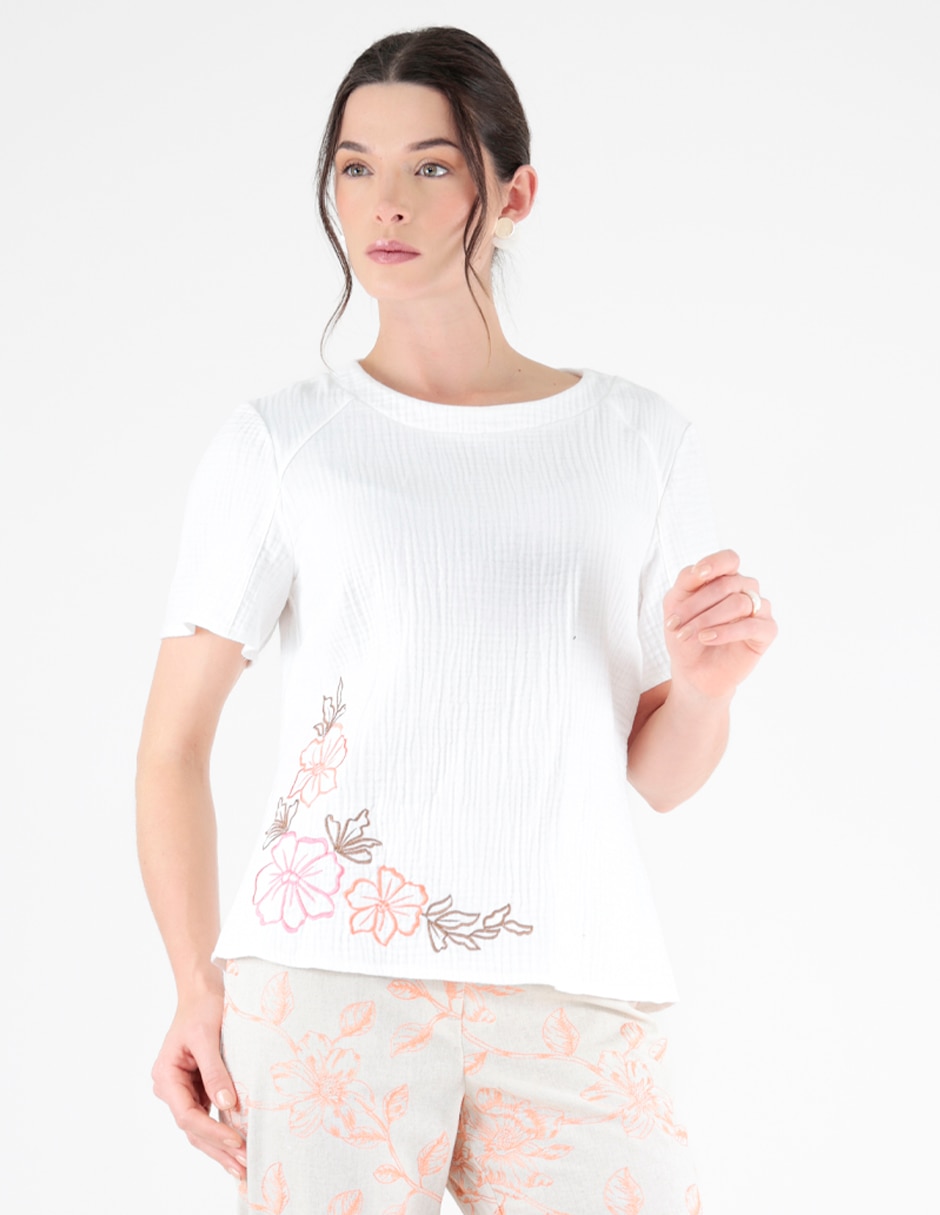 Blusa margaret manga corta para mujer
