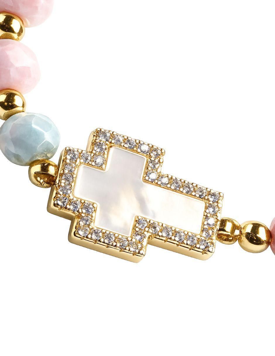 Pulsera con zirconia Cruz Celestia acabado baño de oro 18 K 3