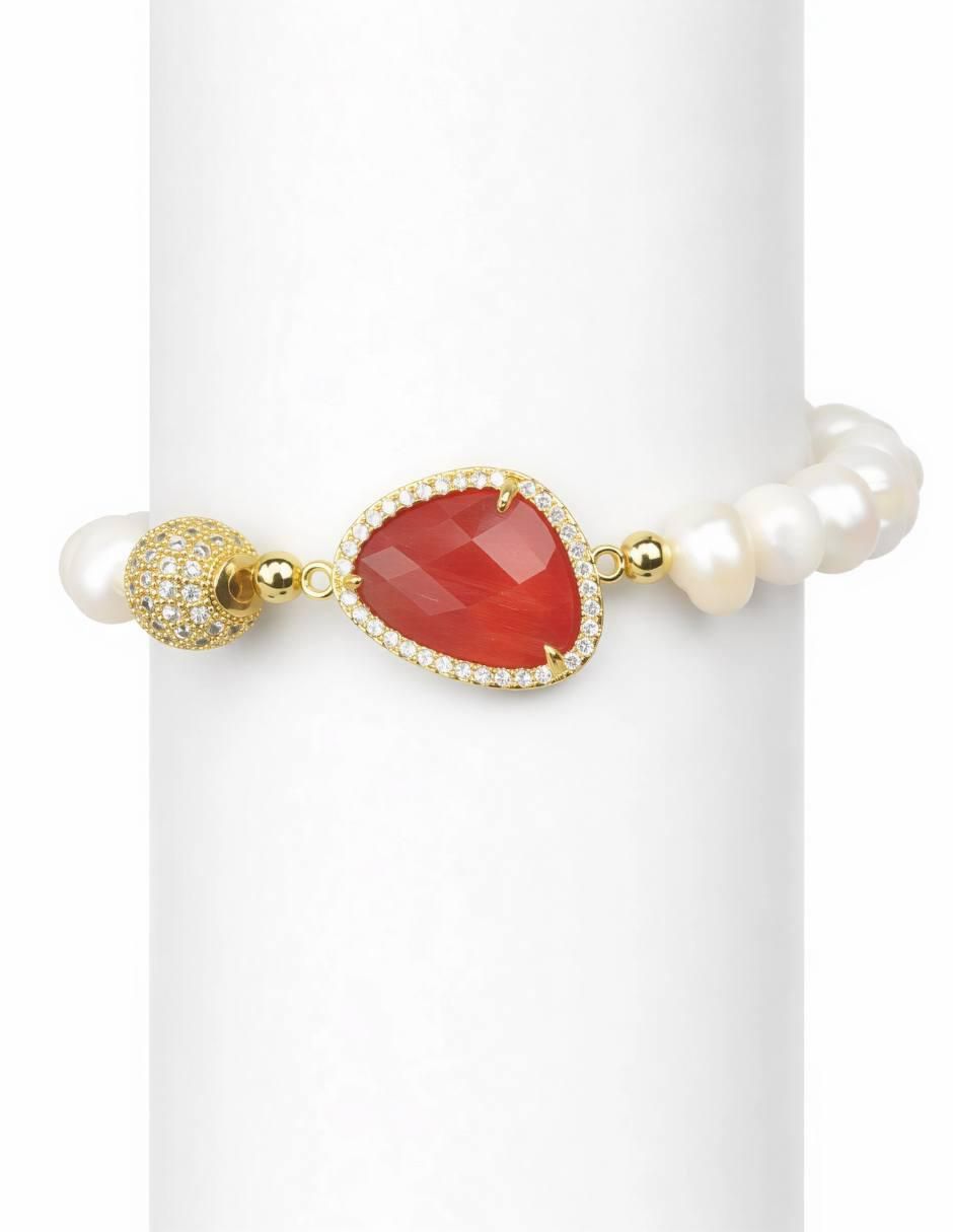 Pulsera con zirconia Eleganza acabado baño de oro 2