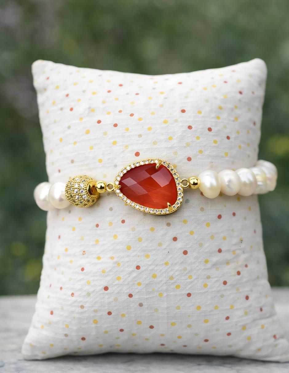 Pulsera con zirconia Eleganza acabado baño de oro 5