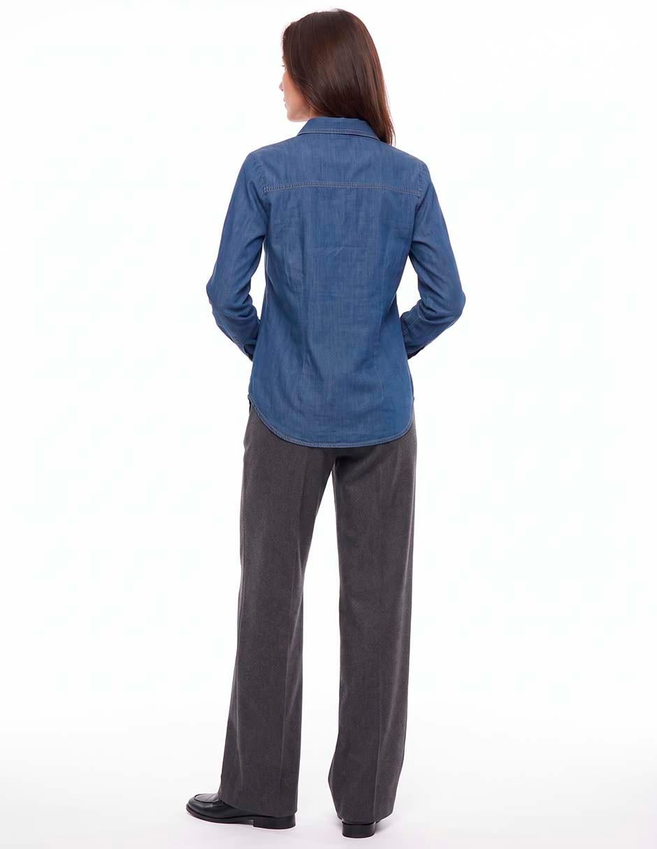 Blusa camisera manga larga para mujer 4