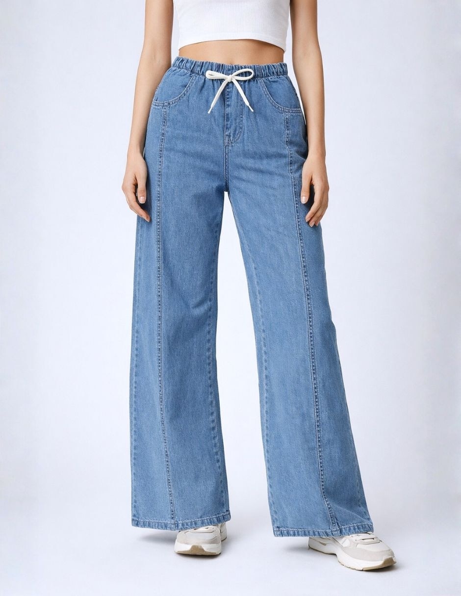 Jeans wide leg cintura alta para mujer