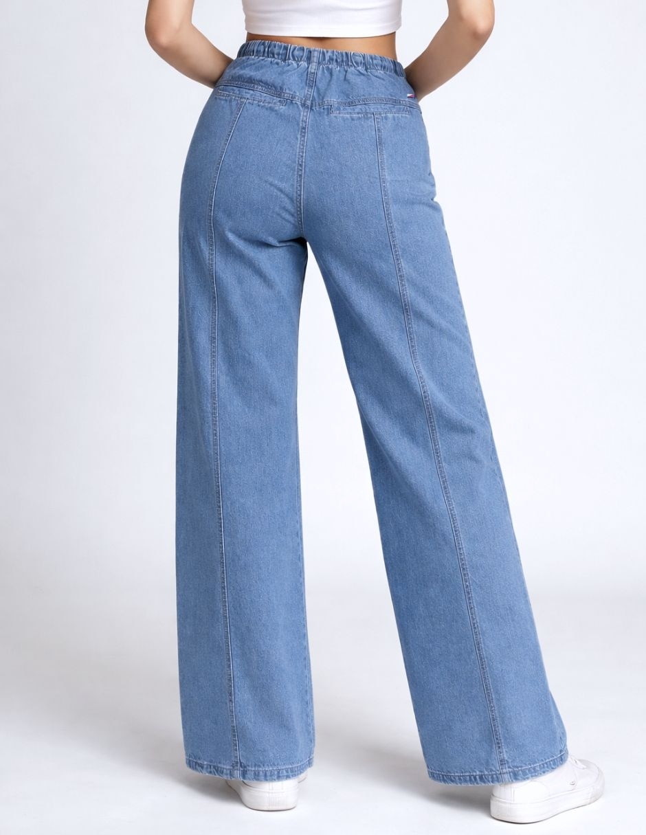 Jeans wide leg cintura alta para mujer 4