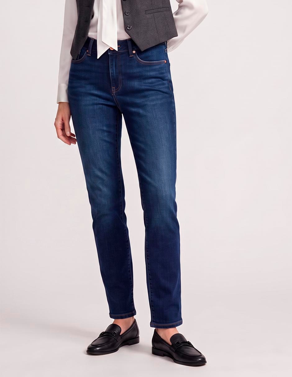 Jeans straight corte cintura para mujer