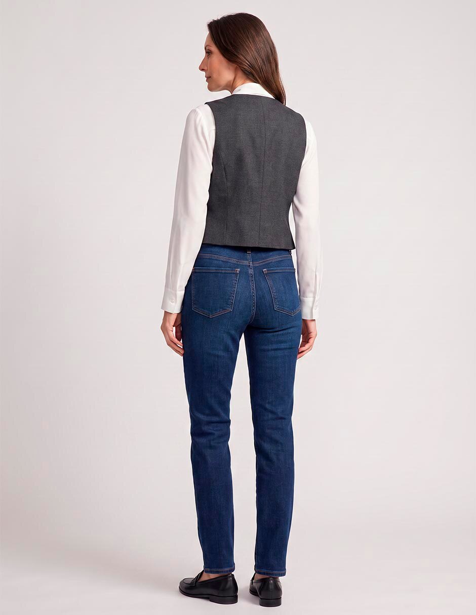 Jeans straight corte cintura para mujer