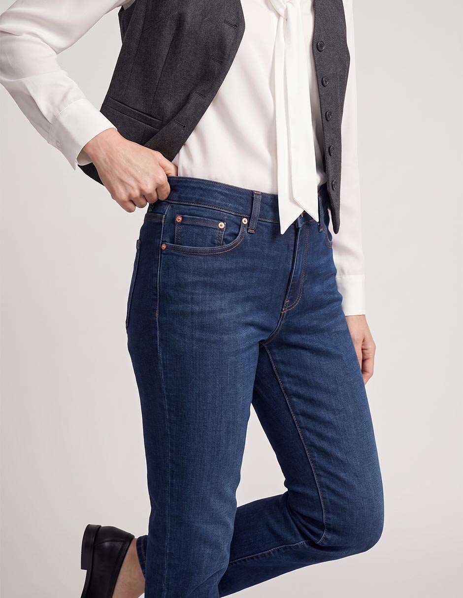 Jeans straight corte cintura para mujer