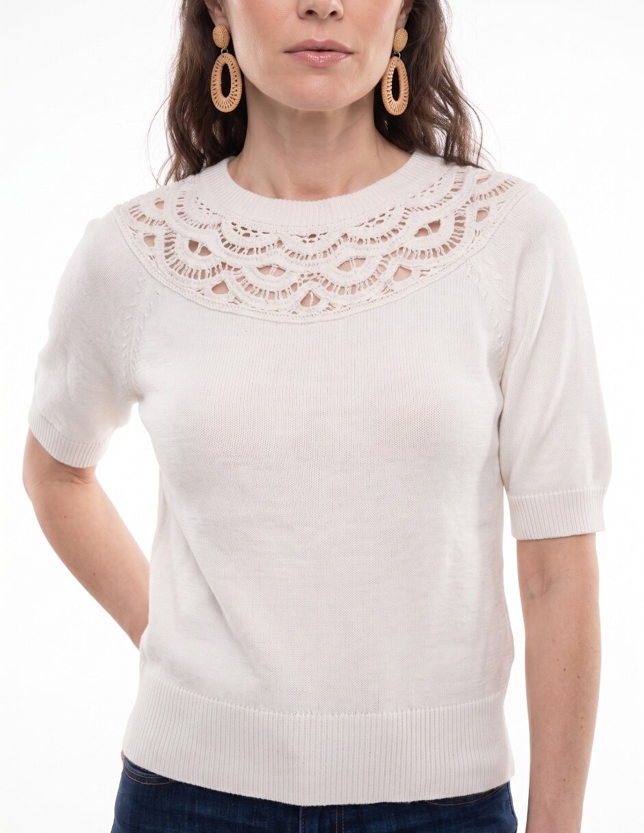Suéter cuello redondo para mujer 4