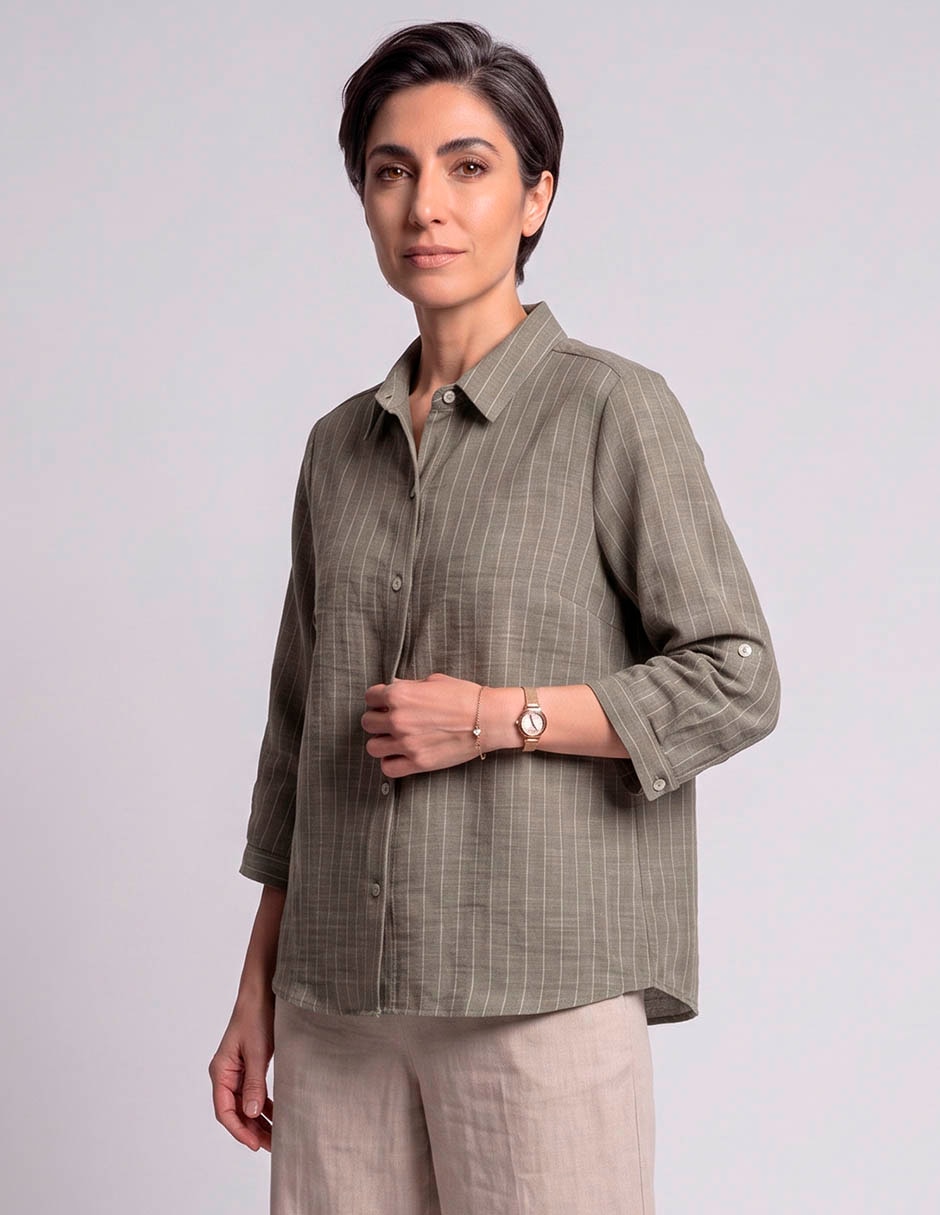 Blusa camisera manga 3/4 para mujer