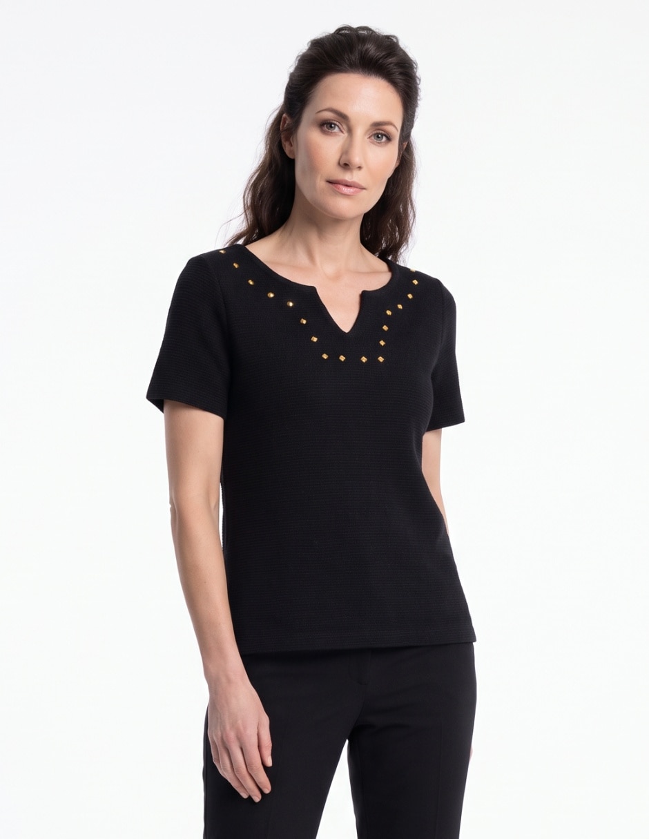 Playera manga corta cuello redondo para mujer Playera manga corta cuello redondo para mujer