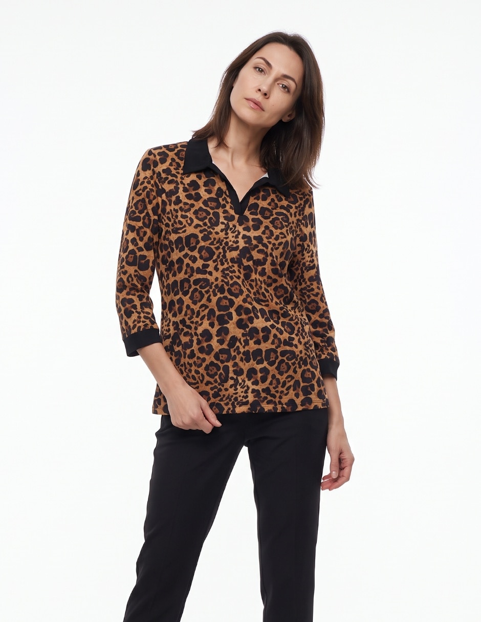 Playera manga 3/4 cuello V para mujer Playera manga 3/4 cuello V para mujer