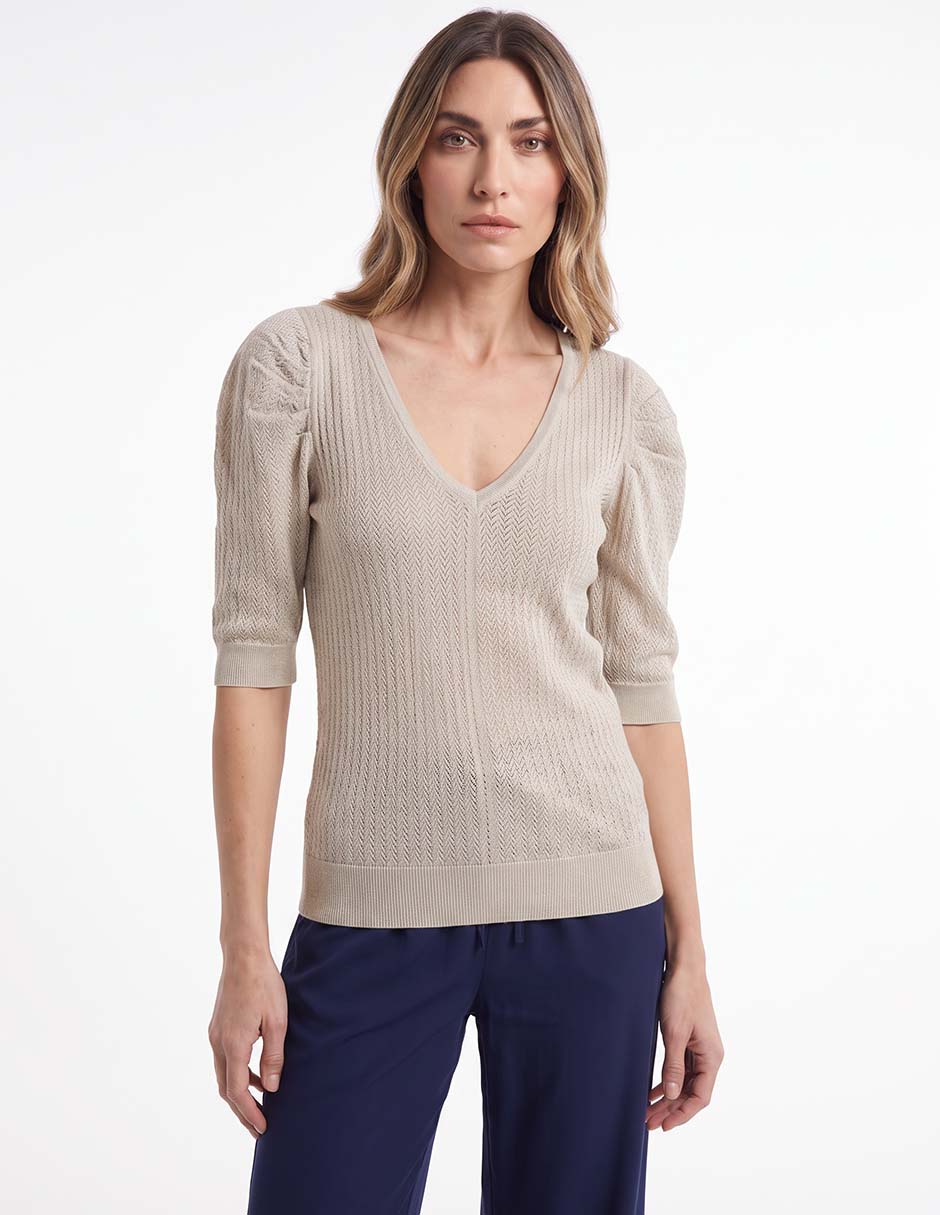 Suéter cuello V para mujer