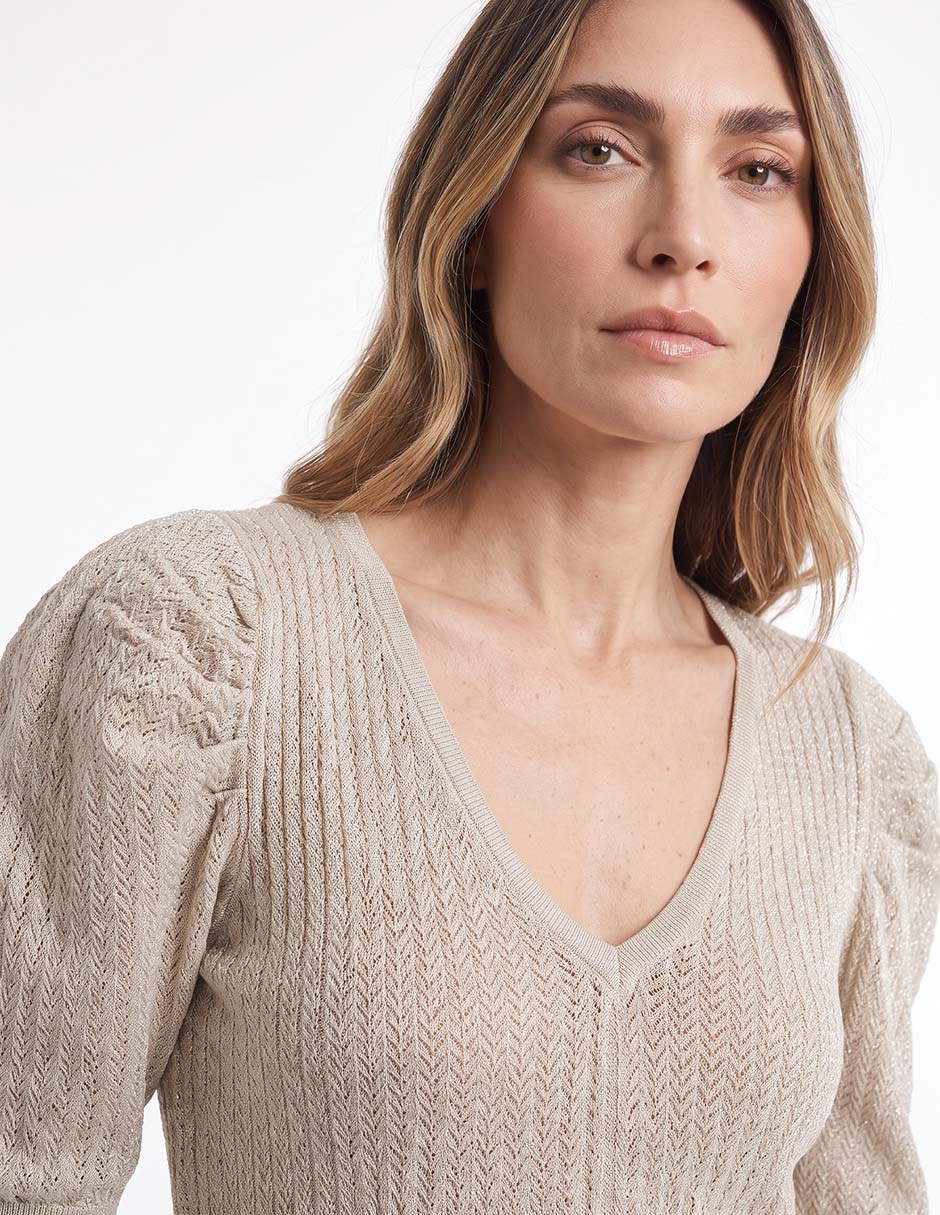 Suéter cuello V para mujer 2