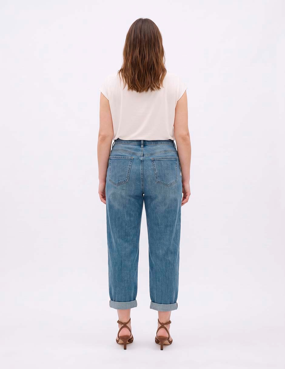 Jeans straight corte cintura para mujer 4