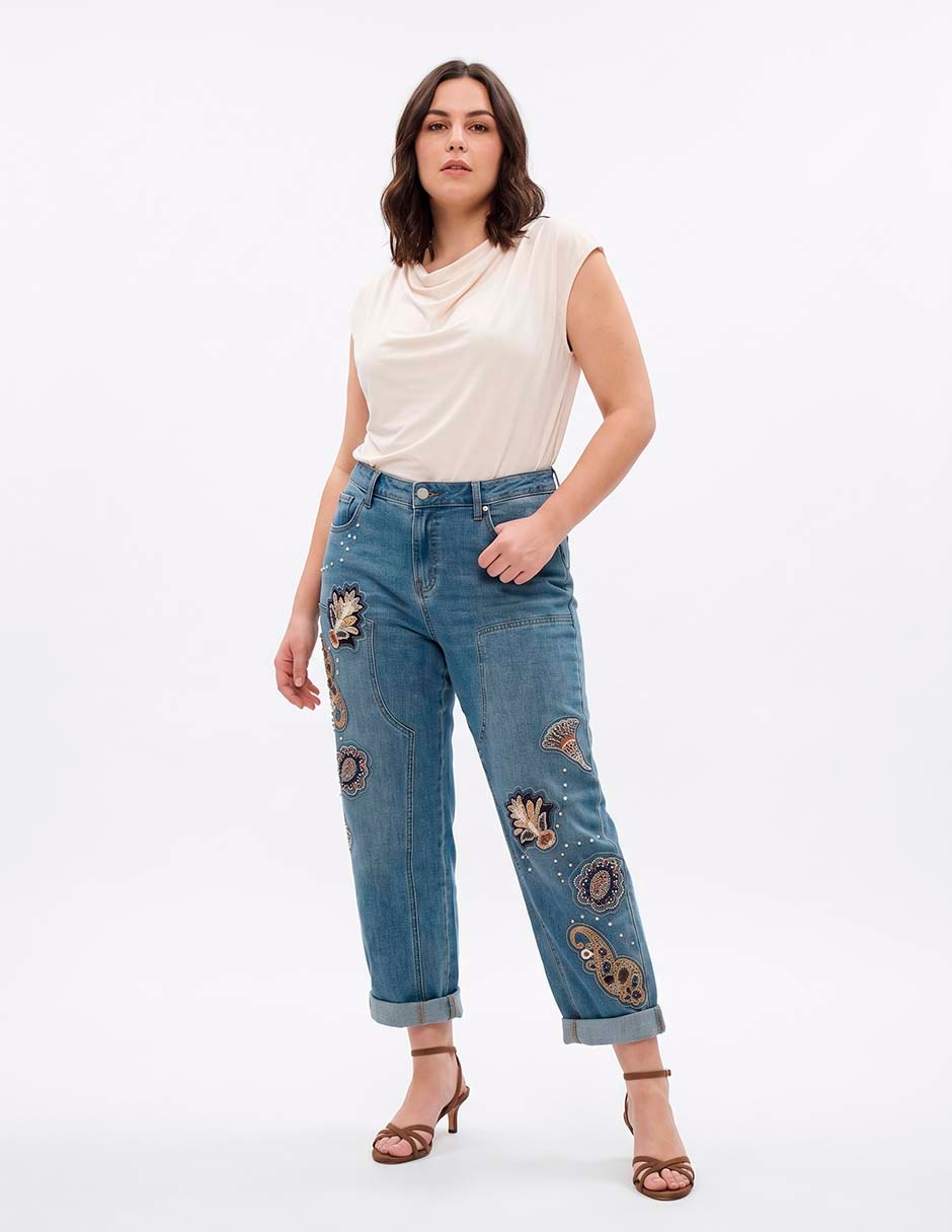 Jeans straight corte cintura para mujer 3