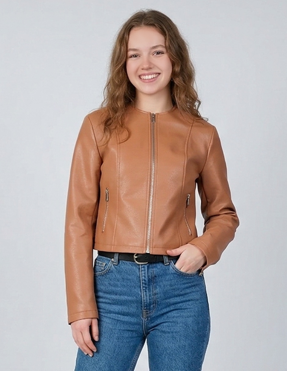 Chamarra casual damaia atelier repelente al agua de vinipiel para mujer