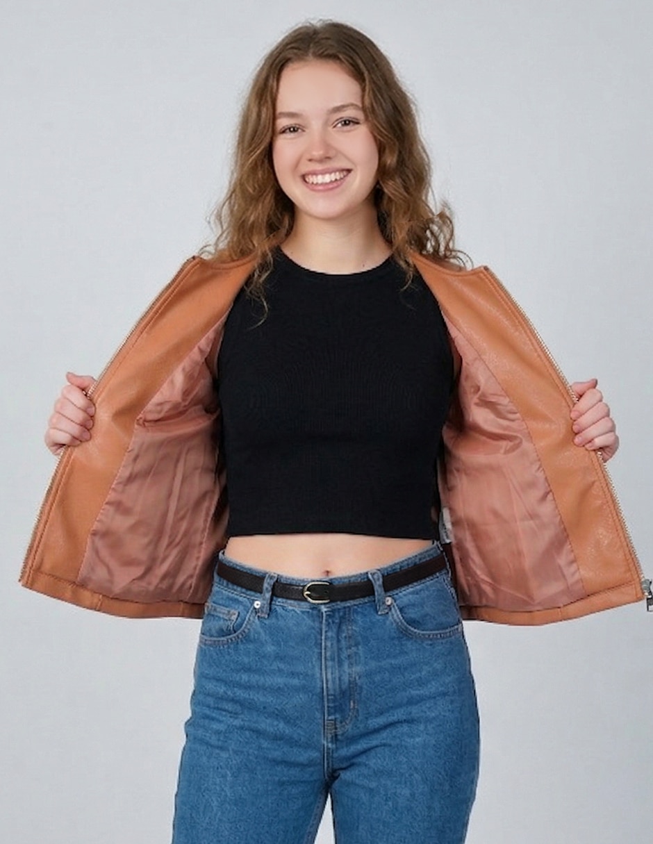 Chamarra casual damaia atelier repelente al agua de vinipiel para mujer