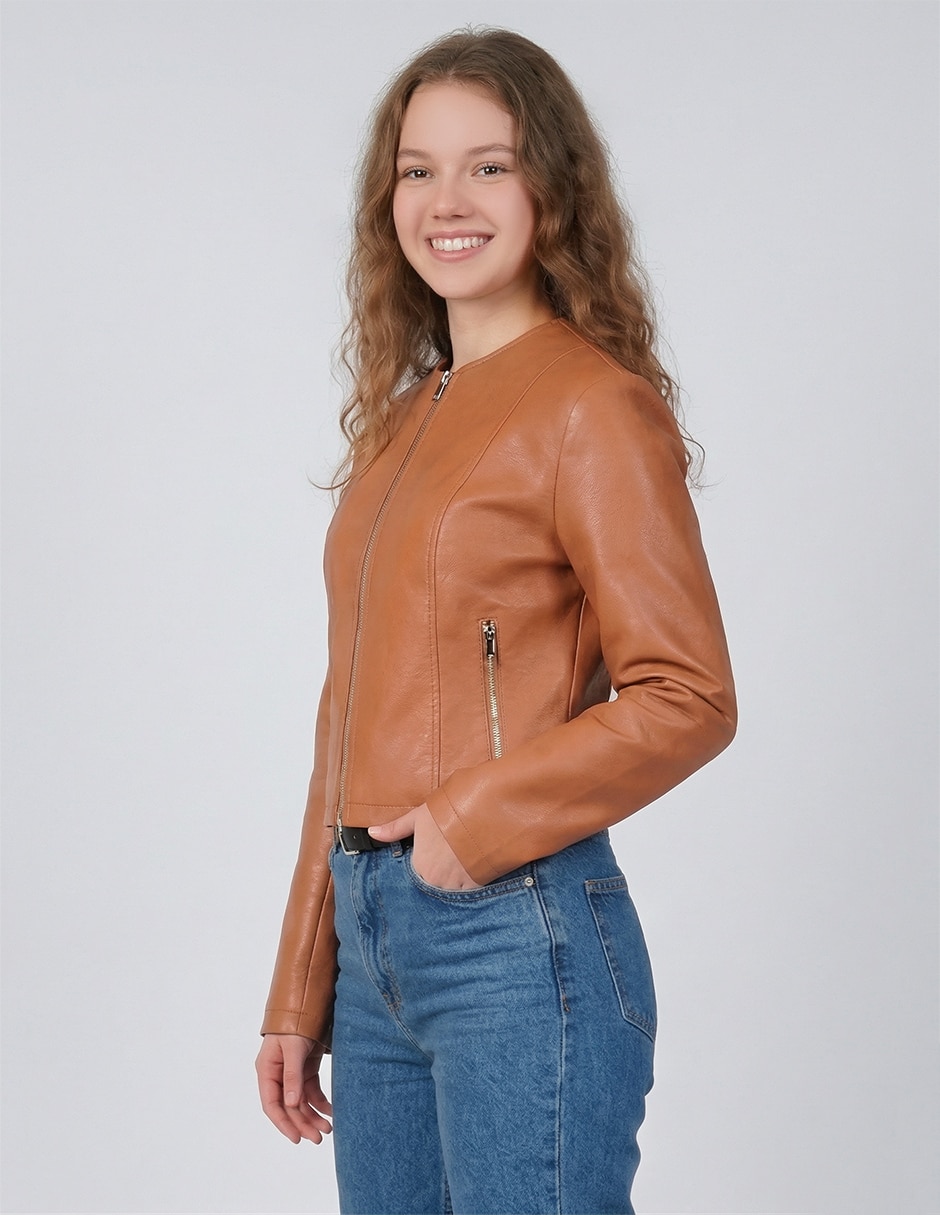 Chamarra casual damaia atelier repelente al agua de vinipiel para mujer
