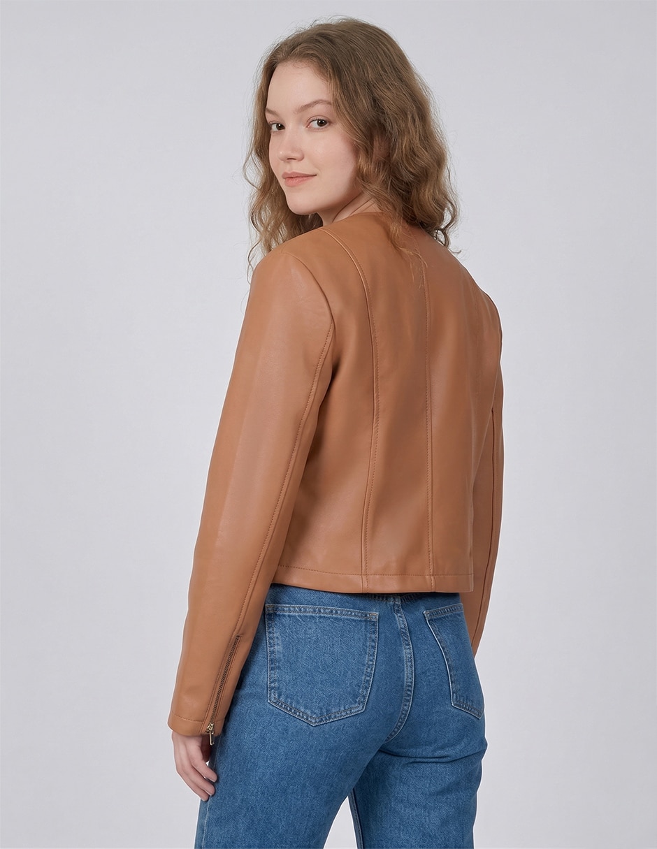Chamarra casual damaia atelier repelente al agua de vinipiel para mujer