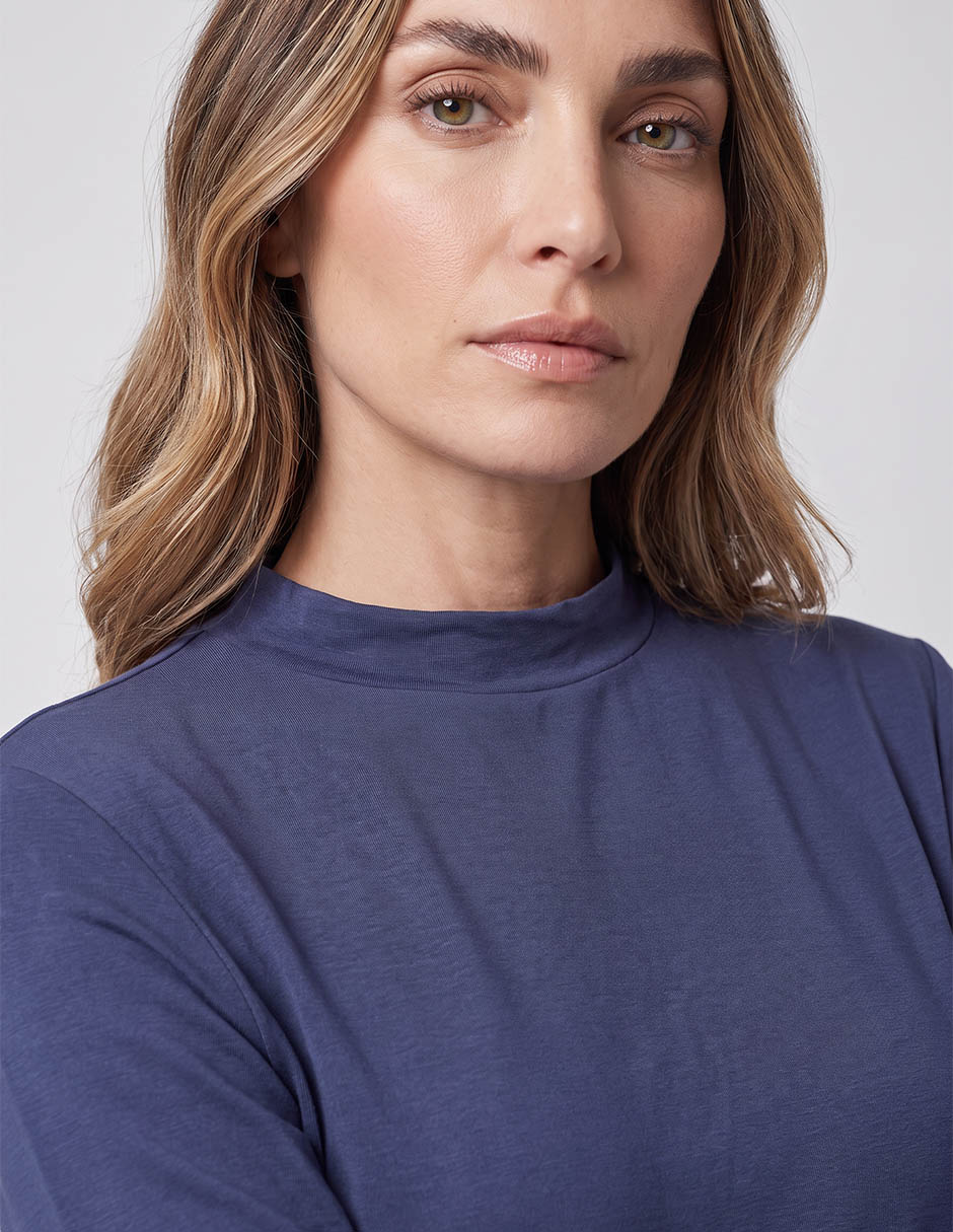 Playera manga larga cuello redondo para mujer 3