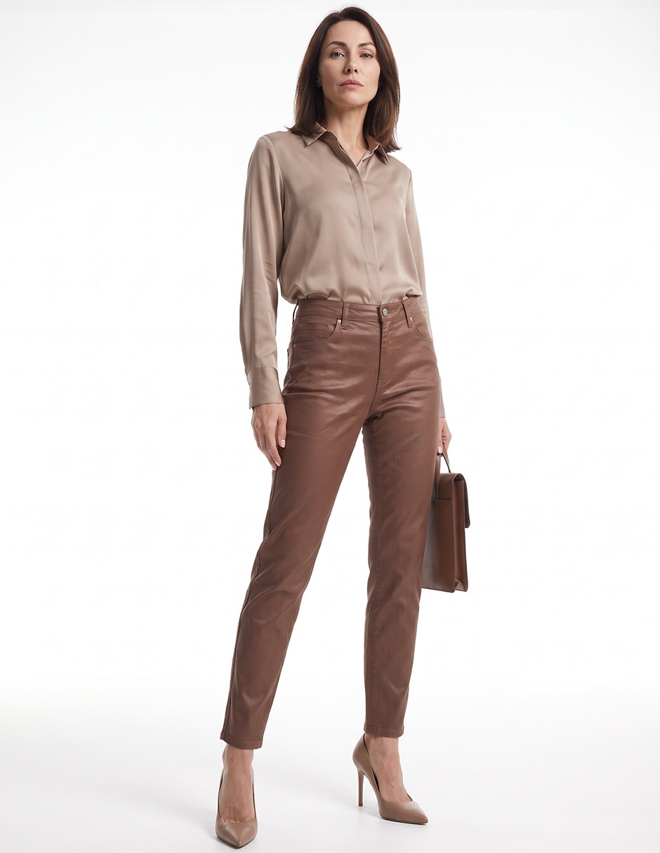 Jeans skinny corte cintura para mujer 4