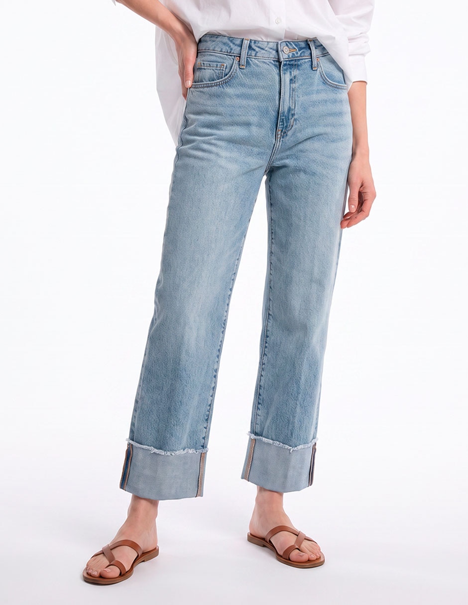 Jeans relaxed straight corte cintura para mujer Jeans relaxed straight corte cintura para mujer