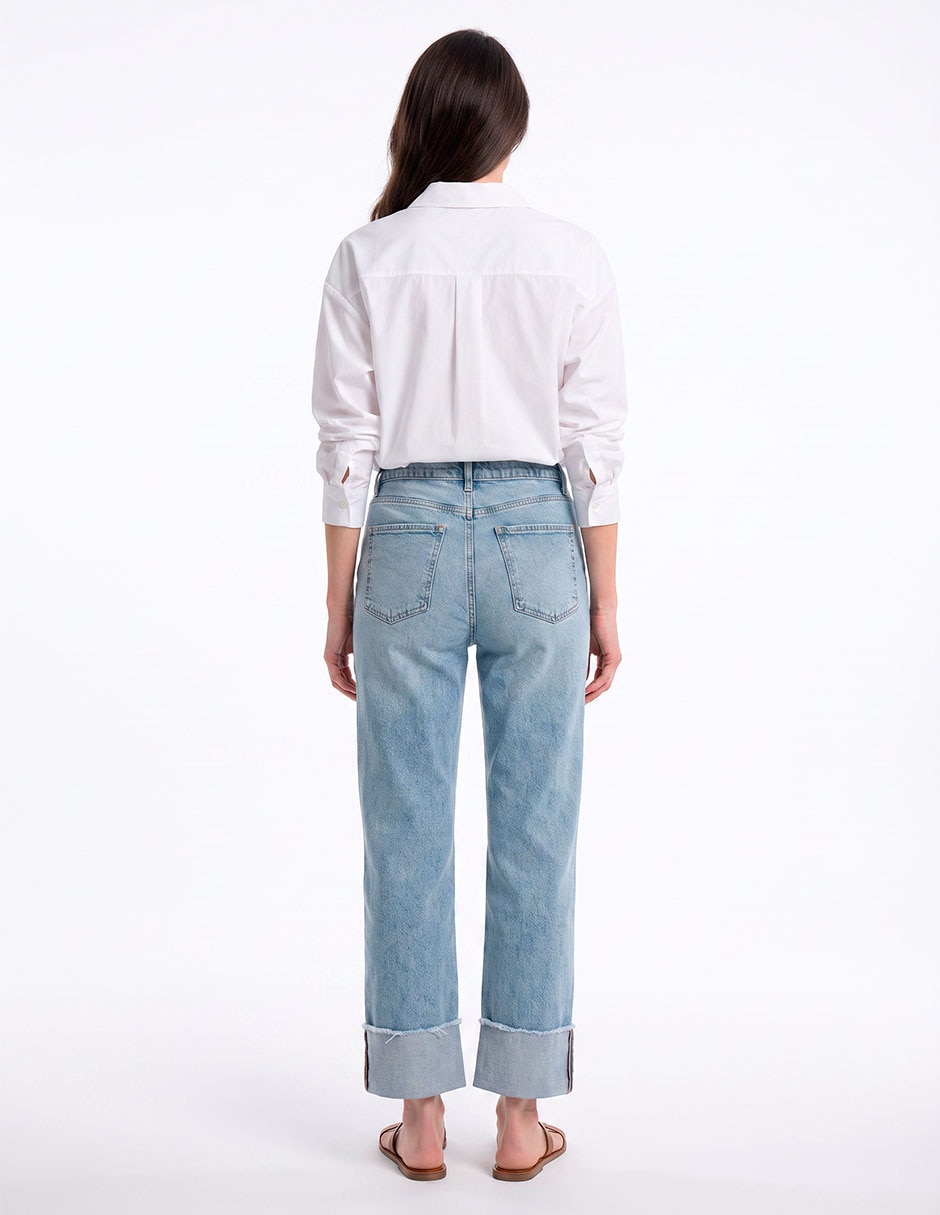 Jeans relaxed straight corte cintura para mujer 3