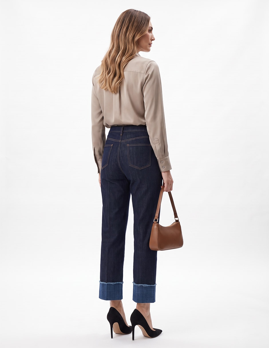 Jeans regular corte cintura para mujer 4