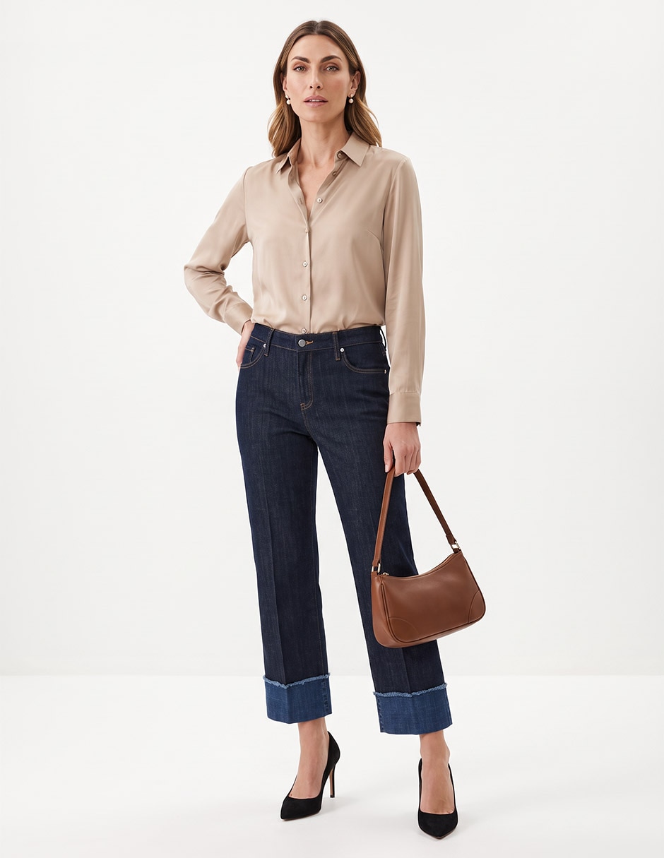 Jeans regular corte cintura para mujer 3